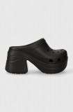 Crocs papuci Siren Clog femei, culoarea negru, cu toc drept 208547