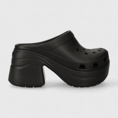 Crocs papuci Siren Clog femei, culoarea negru, cu toc drept 208547