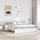 Cumpara ieftin Cadru de pat cu tăblie fără saltea, alb, 200x200 cm
