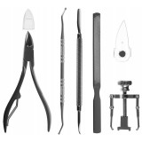 Cumpara ieftin Trusa de unghii, 5 piese , manichiura si pedichiura profesionala, din otel inoxidabil, cu cutie de depozitare neagra