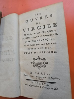 Les Oeuvres de Virgile - traduit en francois par M. l Abbe Desfontaines - vol. IV foto
