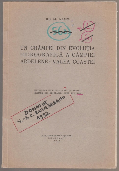 Ion Maxim - Un crampei din evolutia hidrografica a Campiei Ardelene: V. Coastei