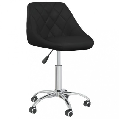 vidaXL Scaun de bucătărie pivotant, negru, piele ecologică 3088686 foto