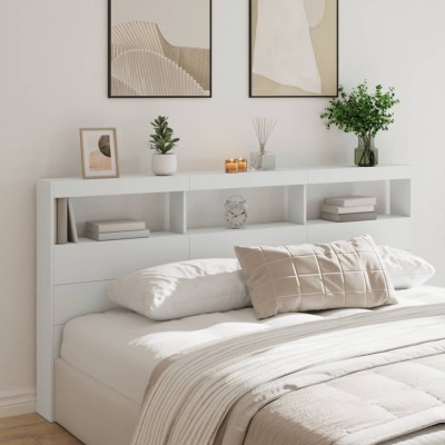 Gossi tablie cu dulap si led, alb, 200x17x102 cm foto