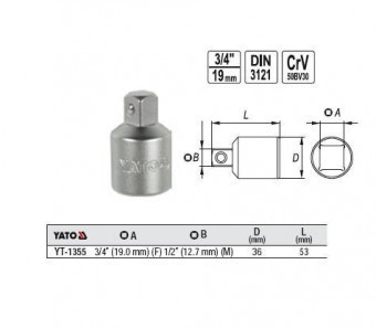 Adaptor 3/4&amp;quot;-1/2&amp;#039;&amp;#039;, YATO YT-1355 foto