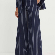 MAX&Co. pantaloni femei, culoarea albastru marin, lat, high waist, 2416131052200