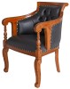Fotoliu Chesterfield din lemn masiv cu tapiterie din piele neagra MAR145