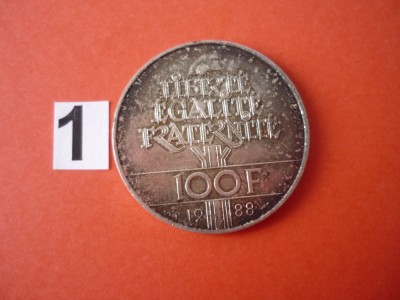 100 FRANCI 1988 ARGINT ***** foto