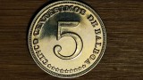 Panama -moneda colectie ultra rara- 5 centesimos 1967 proof -tiraj 12k- superba!, America Centrala si de Sud