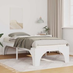 vidaXL Cadru de pat de podea Alb 75 x 190 cm Lemn masiv de pin 873014 foto