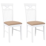 Cumpara ieftin Scaune de sufragerie cu perne 2 buc cauciuc din lemn masiv alb
