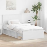Cumpara ieftin Cadru de pat cu headboard Alb 100 x 200 cm Lemn de pin masiv