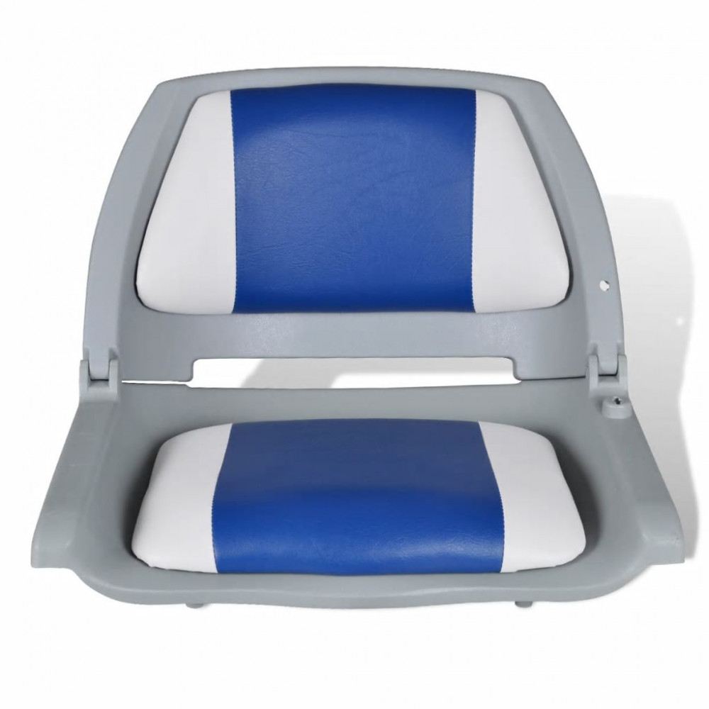 Scaun barcă cu spătar pliabil cu pernă albastru-alb 41 x 51 x 48 cm |  Okazii.ro