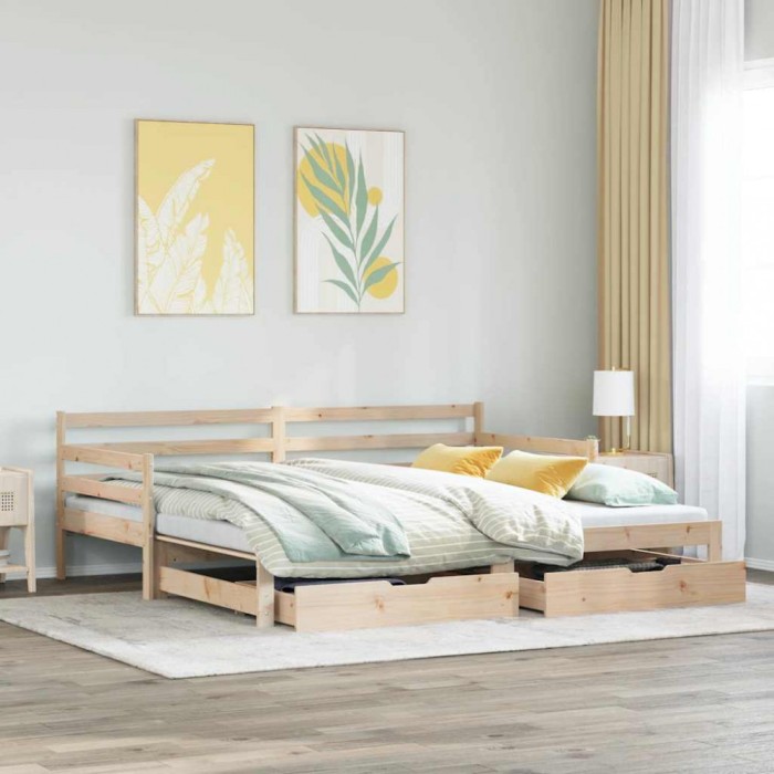 Pat de zi cu extensie și sertare fără saltea, 80x200 cm