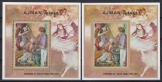 Ajman 1971-Picturi ale impresionistului francez Edgar Degas, 2 Colite DT+NDT,MNH