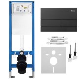 Set Cadru &Icirc;ngropat Slim 024N pentru WC cu Buton T Black Matt