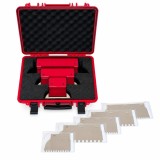 Set 3 gletiere profesionale, lama inox zimti 8x8 mm, 15, 25, 30 cm, cu lame de rezerva, geanta, Ergolite, Olejnik