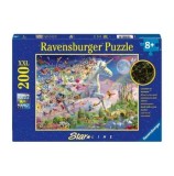 Cumpara ieftin Puzzle XXL Ravensburger - Star Line Unicorn si fluturi care lumineaza in intuneric, 200 piese