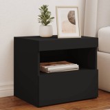 vidaXL Noptieră cu lumini LED, negru, 50x40x45 cm