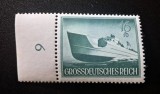 Germania Reich 1944 Ziua Forțelor Armate Marină Militară Șalupă Torpiloare Schnellboot 16+10pf Margine de Coală cu Cifră MNH Neștampilat - TG1
