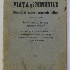 VIATA SI MINUNILE SFANTULUI MARE MUCENIC MINA de IOAN C. POPESCU , 1941