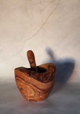 Mojar cu pistil Rustic din lemn de măslin foto
