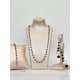 Cumpara ieftin Set Bijuterii Aur Roz Rozariu Spinel Negru Anthony Rose: Colier, Bratara, Cercei Argint 925 Placat Aur Roz, Made in Italy
