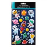 Autocolante 3D Multicolor, Animale Astronauți Spațiu, Set 24 Bucăți, Oem