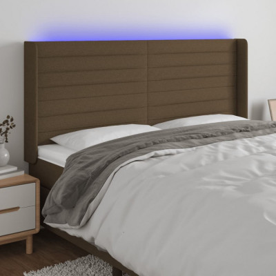 Tablie de pat cu LED, maro &amp;icirc;nchis, 183x16x118/128 cm, textil GartenMobel Dekor foto