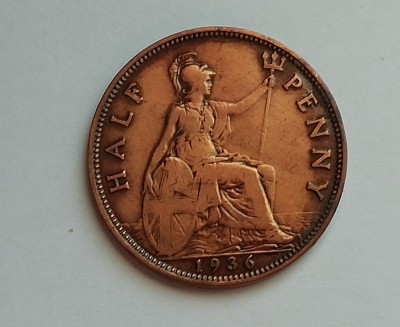 M3 C50 - Moneda foarte veche - Anglia - Half penny - 1936 foto