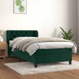 vidaXL Pat box spring cu saltea, verde &icirc;nchis, 80x200 cm, catifea 3127640
