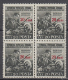 ROMANIA 1952 LP 307 LUPTA PENTRU PACE SUPRATIPAR BLOC DE 4 TIMBRE MNH