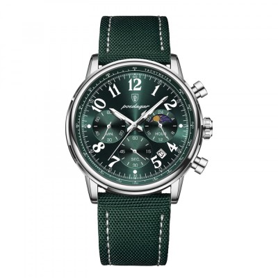 Ceas barbatesc Poedagar Cronograf Elegant Casual Data Indici Luminosi Nylon Verde foto