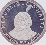 105 Haiti 10 Gourdes 1971 47g 99.9% Sitting Bull Sioux km 80 proof argint, America Centrala si de Sud