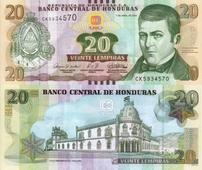 HONDURAS 20 lempiras 2022 UNC!!! foto