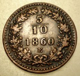 F.248 AUSTRIA 5/10 KREUZER 1860 E RARA