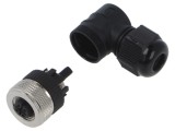 Conector M12 mufă mamă 5 pini 4A 30V IP67 &icirc;n unghi pe cablu Lutronic