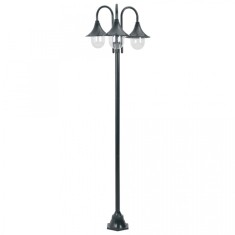 vidaXL Stalp iluminat gradina E27 220cm aluminiu 3 lampi verde inchis foto