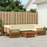 vidaXL Set de canapele de exterior cu pernă 7 pcs Natural și Crem 3383088