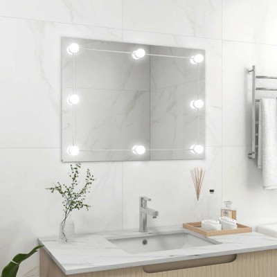 vidaXL Oglindă de perete lumini LED fără ramă sticlă dreptunghiulară 3078644 foto