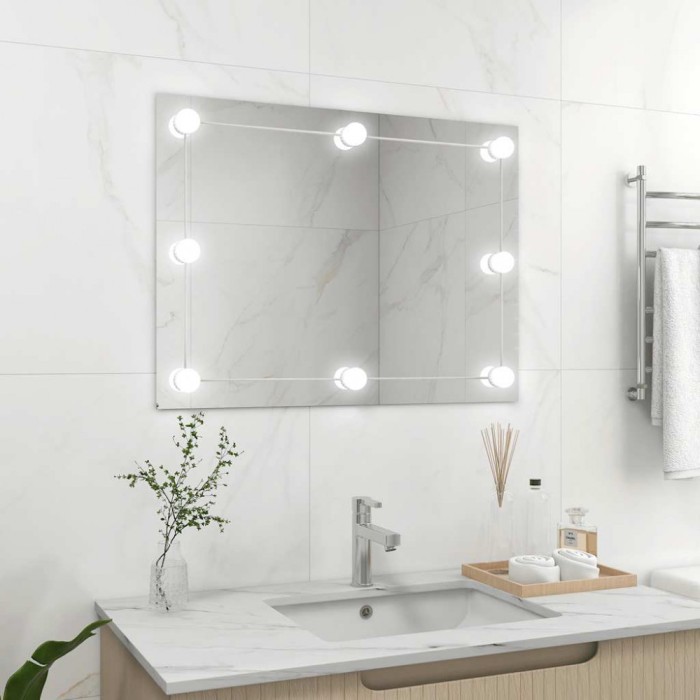 vidaXL Oglindă de perete lumini LED fără ramă sticlă dreptunghiulară 3078644