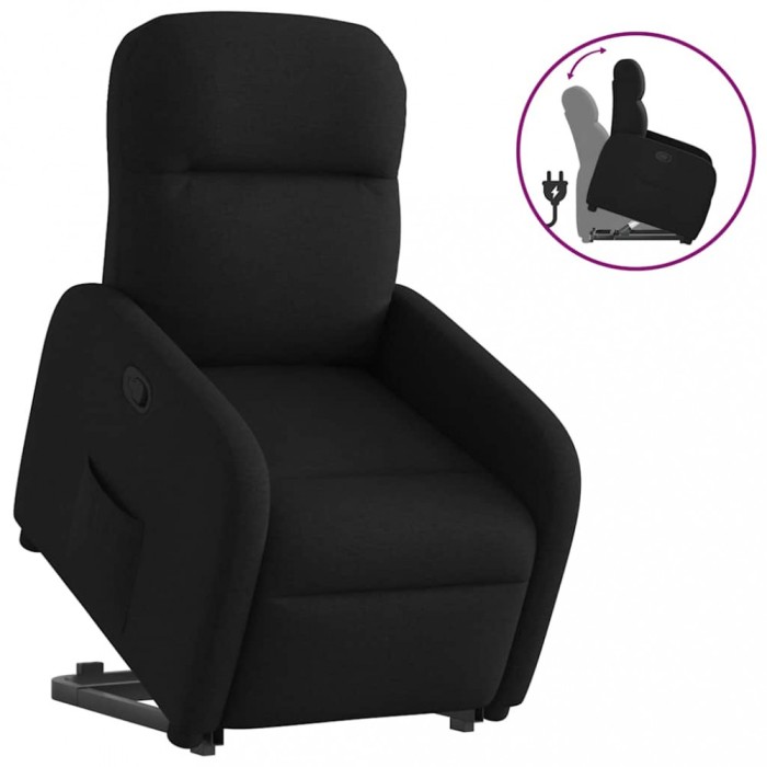 vidaXL Fotoliu rabatabil cu ridicare pe verticală, negru, textil 3302974