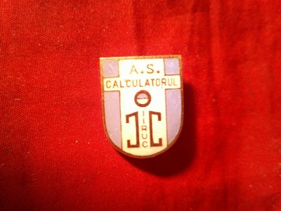 Insigna RSR Asociatia Sportiva Calculatorul IIRUC , metal si email ,h=2,3 cm foto