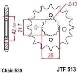 Pinion fata 13 dinti pas lant 530
