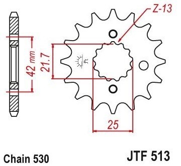 Pinion fata 13 dinti pas lant 530 foto
