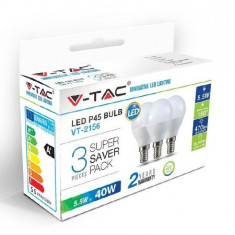 Bec LED E27 6W alb rece V-TAC, G45 6000K 3buc/set foto