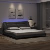VidaXL Cadru de pat cu lumini LED, gri, 200x200 cm, piele ecologică 3213958