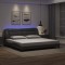 vidaXL Cadru de pat cu lumini LED, gri, 200x200 cm, piele ecologică 3213958