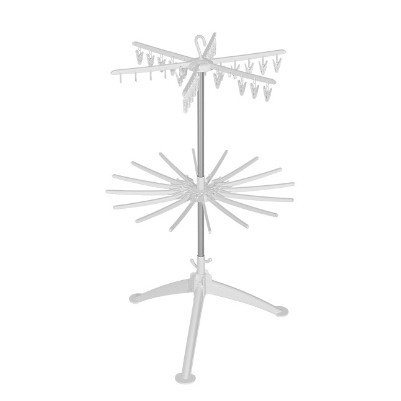 Uscator de Rufe Vertical, 2 Niveluri, Pliabil, din ABS+PP+Otel Inoxidabil, Rotire 360 Grade, 130 x 75 cm, Alb