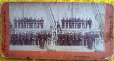 White Star Line Steamer Teutonic Crew Steam Boat Stereoview Photo foto